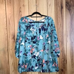 Blue blouse 1/4 zip back